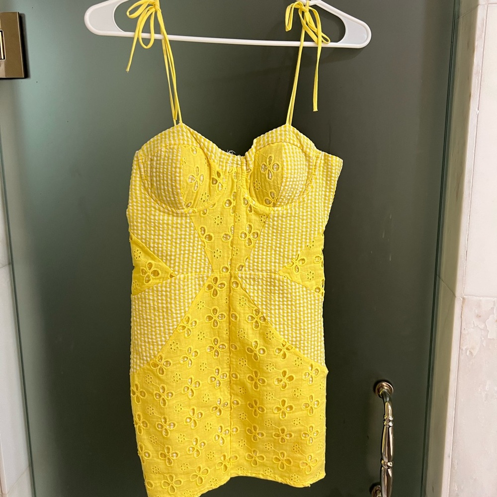 Strangers & Lovers Yellow Women Mini Dress